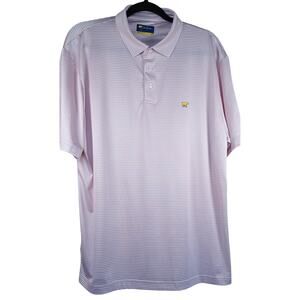 Jack Nicklaus Men's Golf Polo Large Pink White Striped StayDri Performance Shirt